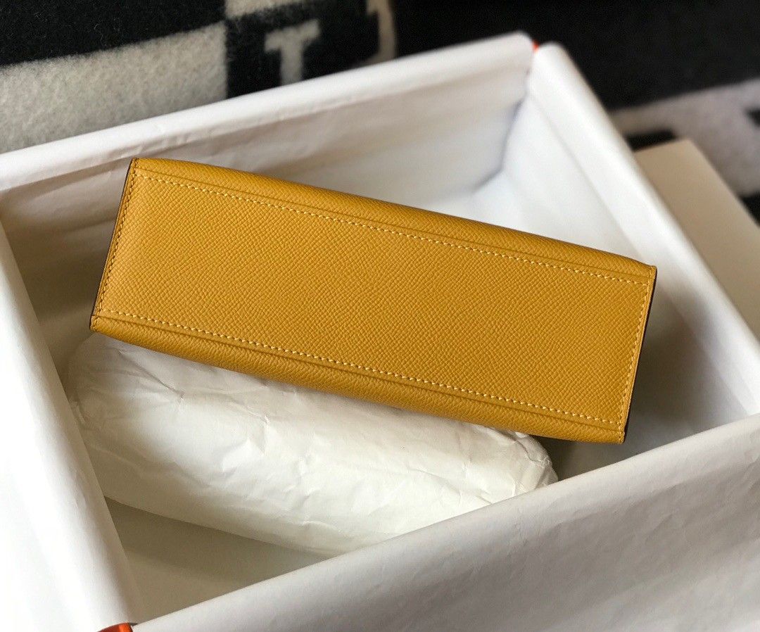 Hermes Kelly Pochette Clutch Bag In Yellow  Epsom Leather